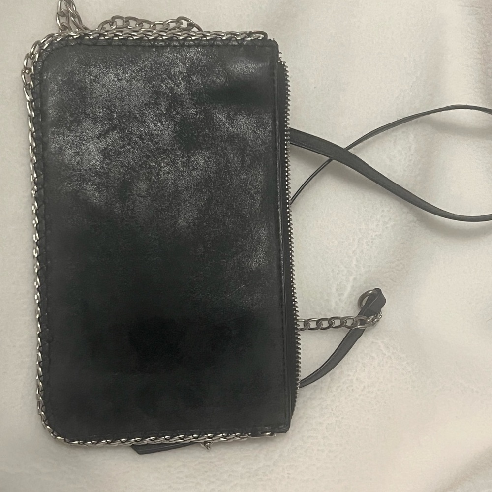 Metallic Black Crossbody Bag with Chain